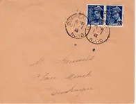 MERCURE 50C BLEU SURCHARGE GUERRE + TAD DUNKERQUE 1.7.1940 NORD