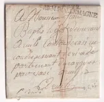 MARQUE N°22 ARMEE D'ALLEMAGNE MAGDEBOURG 1811 AU DOS DEBOURSE 13 VIRE CALVADOS