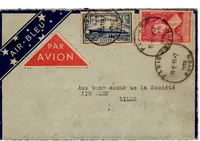 NORMANDIE 1FR50+1FR50 RICHELIEU LETTRE AIR BLEU PARIS RP AVION 11.7.1935 POUR LILLE