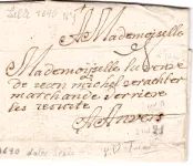 NORD LETTRE ECRITE DE LILLE 1690 POUR ANVERS TAXE 8 COTE 700€