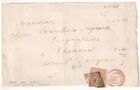 N°13 PC 78 + CAD TYPE 15 ROUGE ANGERS MAINE ET LOIRE RARE NON SIGNALE NOTE COMME POSSIBLE PAR CHEVALIER