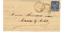 SAGE 15C LETTRE  MEMORANDUM TYPE 25 RIEUX EN CAMBRESIS 9 OCT 1883 NORD