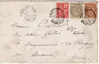 MOUCHON 10C N° 112 VARIETE + BLANC 1C+4C LETTRE PROVINS 1901