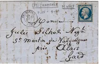 N°14 PC 4208 TYPE 15 CHAMONIX 28 SEPT 1861 LETTRE