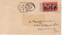 ETATS UNIS 2C LETTRE NORFOLK 1931 POUR ALLEMAGNE CACHET HEX PERLE CROISEUR SUFFREN 20.11.31