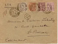 MOUCHON 30C+20C+ BLANC 1C+4C LETTRE REC VERSAILLES 30.7.1902 AU TARIF