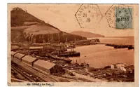ALGERIE SEMEUSE 15C LIGNEE AU RECTO CARTE ORAN CACHET PERLE CUIRASSE VULCAIN 24.6.25