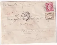 N°56 57 PARIS LOSANGE 24 PARIS DE CLERY LETTRE CHARGE POUR MONTBRISON LOIRE