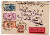 N°233+ 145+240+ 250 LETTRE AVION POSTE AERIENNE INDOCHINE 1929 POUR TONKIN + RAID ACCIDENT