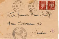 PETAIN 1FR20X2 LETTRE LA ROCHE S FORON 21.6.1944 HTE SAVOIE POUR GENEVE TARIF FRONTALIER 2F40