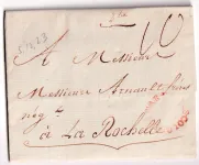 MARQUE OVALE COLONIE PAR NANTES EN ROUGE LOIRE INFERIEURE 1784 TEXTE DE ST MARC HAITI POUR LA ROCHELLE  CHARENTE INFERIEURE