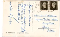 DULAC 1FR20 PAIRE CARTE DOUBS 25.10.1945 POUR SUISSE AU TARIF 2FR40
