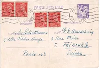 MERCURE 30CX4 SUR ENTIER 1FR20 IRIS CP MEC PARIS 1945 POUR SUISSE TARIF 2FR40