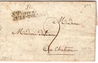CHARENTE INFERIEURE DOUBLE CURSIVE 16 ST PIERRE ISLE D'OLERON 1828 LETTRE POUR AU CHATEAU COTE 600€