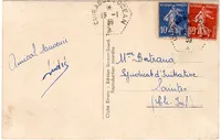 SEMEUSE 10C OUTREMER +30C CARTE CROISEUR MARSEILLAISE CACHET PERLE CUIRASSE L'OCEAN 16.1.39