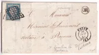 N°4 GRILLE NOYON OISE CURSIVE 58 BEAULIEU LES FONTAINES OR OGGNOLLES 1851 POUR PERONNE SOMME