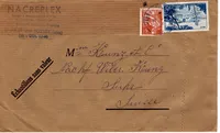 MOISONNEUSE 6FR+10FR NICE LETTRE MENTION ECHANTILLONS SANS VALEUR ST MAUR 195? POUR SUISSE