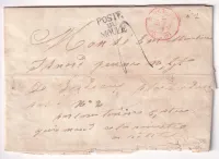 MARQUE POSTE DU MOULE GUADELOUPE TAXE 4 TAMPON CACHET ROUGE OUTREMER PAR PAUILLAC  POUR BORDEAUX 1844