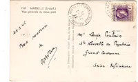 MARIANNE 1FR VIOLET SEUL CARTE 5 MOTS MARSEILLE 24.3.1945 AU TARIF RARE