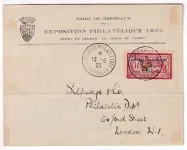 N°182 MERSON SURCHARGE BORDEAUX EXPOSITON PHILATELIQUE 1923 POUR LONDRES ANGLETERRE