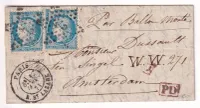 BALLON MONTE LE VAUCANSSON N°37 X2 PARIS 12.01.1871 POUR AMSTERDAM PAYS BAS ARRIVE 21.01.1871