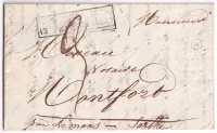 MARQUE ESSAI FEVRIER 1828 TOURS INDRE ET LOIRE POUR MONTFORT SARTHE INDICE 23