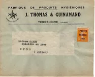 SEMEUSE 5C JAUNE PREO POSTES FRANCE 1921 LETTRE ENTETE TERRENOIRE LOIRE