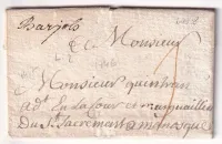 MARQUE MANUSCRIT BARJOLS VAR 1746 LENAIN N°2 INDICE 18 POUR MANOSQUE