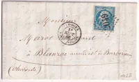 N°22 GC 2049 LIMOGES BOITE MOBILE HAUTE VIENNE 1866 POUR BLANZAC CHARENTE