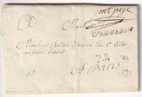 MARQUE PORT PAYE LENAIN N°3 + 6 ARPAJON SEINE ET OISE POUR PARIS 1782 INDICE 19