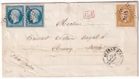 N°13 + 14 PAIRE PC 3118 ST JEAN D'ANGELY CHARENTE INFERIEURE POUR ANNECY HAUTE SAVOIE ETATS SARDES