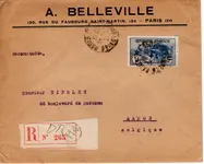 ORPHELINS N° 169 SEUL LETTRE REC PARIS 1931 POUR BELGIQUE PAS AU TARIF