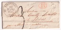 TAXE 3  FABRICATION LOCALE CAD TYPE 12 LIPOSTHEY LANDES DECIME RURAL BOITE RURALE A A IDENTIFIER POUR BROCAS 1838