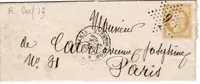 CERES 15C ETOILE 6 PARIS R. MONTAIGNE 14 JUIN 1875 LETTRE COTE 190€