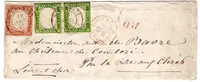 SARDE 40C+5C PAIRE LETTRE ST GERVAIS 18 SEPT 1857 LETTRE ECRITE THERMES