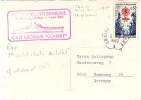 PALUDISME  50C CARTE CACHET PERLE CROISEUR COLBERT 1962+ VISITE FLOTTE HAMBURG