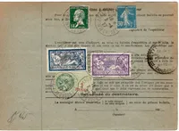 N°192 ROULETTE+171 ROULETTE PERFORE A + MERSON 5FR+3FR BULLETIN EXP ADOLPHE ANCEL STRASBOURG 1927