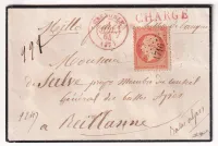 N°23 PC DU GC 1716 GRENOBLE ISERE 1864 + CAD TYPE 15 EN ROUGE POUR REILLANNE BASSES ALPES RARE