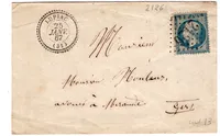 N° 22 LETTRE GC 2126 TYPE 22 LUPIAC 25 JZNV 1867 (31) GERS SUPERBE