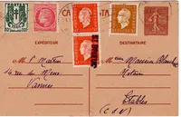 ENTIER 1FR20 SEMEUSE LIGNEE CARTE + DULAC CHAINE MAZELIN VANNES MORBIHAN 22.1.1947 AU TARIF