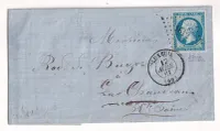 N°14B BLEU SUR VERT PC 1812 LUXEUIL HAUTE SAONE POUR CHAUDEAU