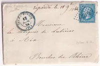 N°22 GC 4360 EN BLEU + CAD TYPE 22 YVRE L'EVEQUE EN BLEU SARTHE POUR AIX EN PROVENCE BOUCHES DU RHONE