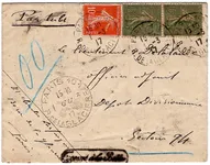 SEMEUSE 15CX2+10C PNEUMATIQUE PARIS 1917 POUR MILITAIRE SECTEUR 94 RARE