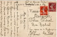 SYRIE SEMEUSE 30C ROUGE +20C BRUN CARTE ALEP 1924 POUR LE PUY