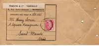 GANDON 3FR PERFORE P.C. PRADON CIE SEUL ECHANTILLON SANS VALEUR MARSEILLE 1946