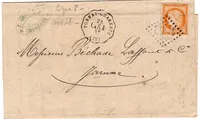 SIEGE 40C GC 1862 LETTRE CONVOYEUR STATION TONNAY CHARENTE LAR.A 1875