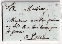 MARQUE MANUSCRIT LINAS SEINE ET OISE 1789 LENAIN N°2 POUR PARIS INDICE 20