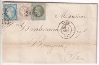 N°25 37 41B SIGNE CALVES GC 2145 LYON RHONE 7 SEPTEMBRE 1871 POUR BOURGOIN ISERE