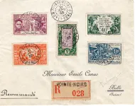 MOYEN CONGO 1FR+ SERIE EXPO COLONIALE LETTRE REC POINTE NOIRE 21 JANV 1935 POUR BULLE SUISSE
