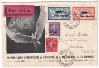 POSTE AERIENNE N°1 + N°2 SUR LETTRE PAR AVION SIGNE CALVES MARSEILLE AVIATION 1927 POUR MARSEILLE